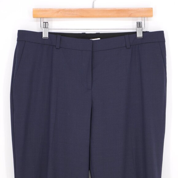 NWT HUGO BOSS Women's "Titana6" Navy Blue Plaid Wool Trousers Pants Size US 8 - Picture 2 of 10